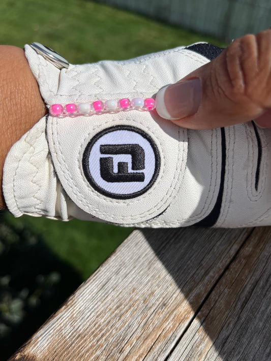 Pink and Pearl Golf Glove Stroke Counter