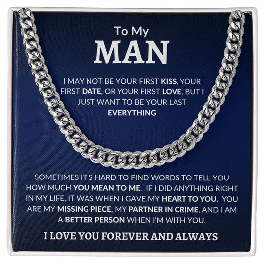 TO MY MAN| CUBAN CHAIN | YOUR LAST EVERYTHING | VALENTINE'S DAY GIFT FOR HIM | Deep Blue Message Card