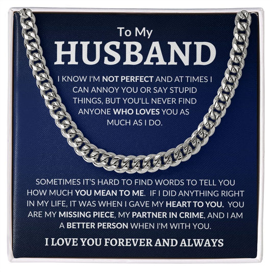 TO MY HUSBAND| CUBAN CHAIN | I'M BETTER WITH YOU | VALENTINE'S DAY GIFT FOR HIM | Deep Blue Message Card