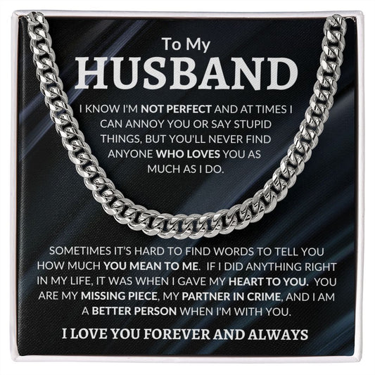 TO MY HUSBAND| CUBAN CHAIN | I'M BETTER WITH YOU | VALENTINE'S DAY GIFT FOR HIM | Black Streak Message Card