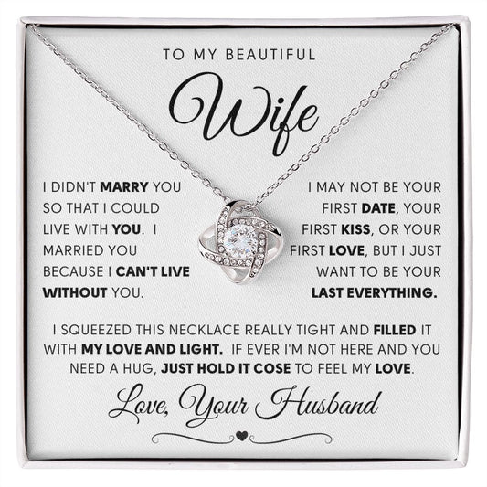 To My Beautiful Wife | Love Knot | 14K White Gold | Card-W