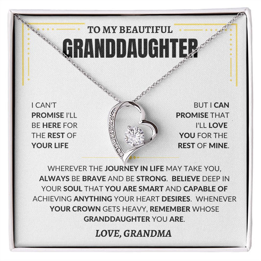 TO MY BEAUTIFUL GRANDDAUGHTER From GrandMa | FOREVER LOVE NECKLACE | REMEMBER WHOSE GRANDDAUGHTER YOU ARE | White + Yellow Message Card