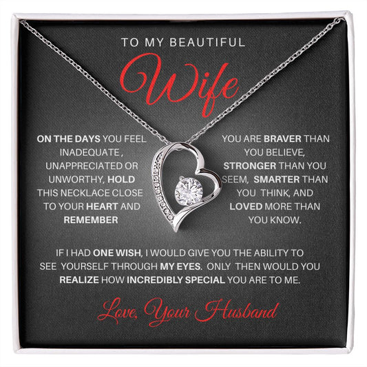 To My Beautiful Wife | Forever Love | 14K White Gold | Card-B+R