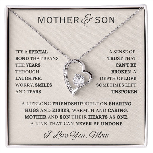 MOTHER & SON | FOREVER LOVE NECKLACE | IT'S A SPECIAL BOND | Beige Message Card